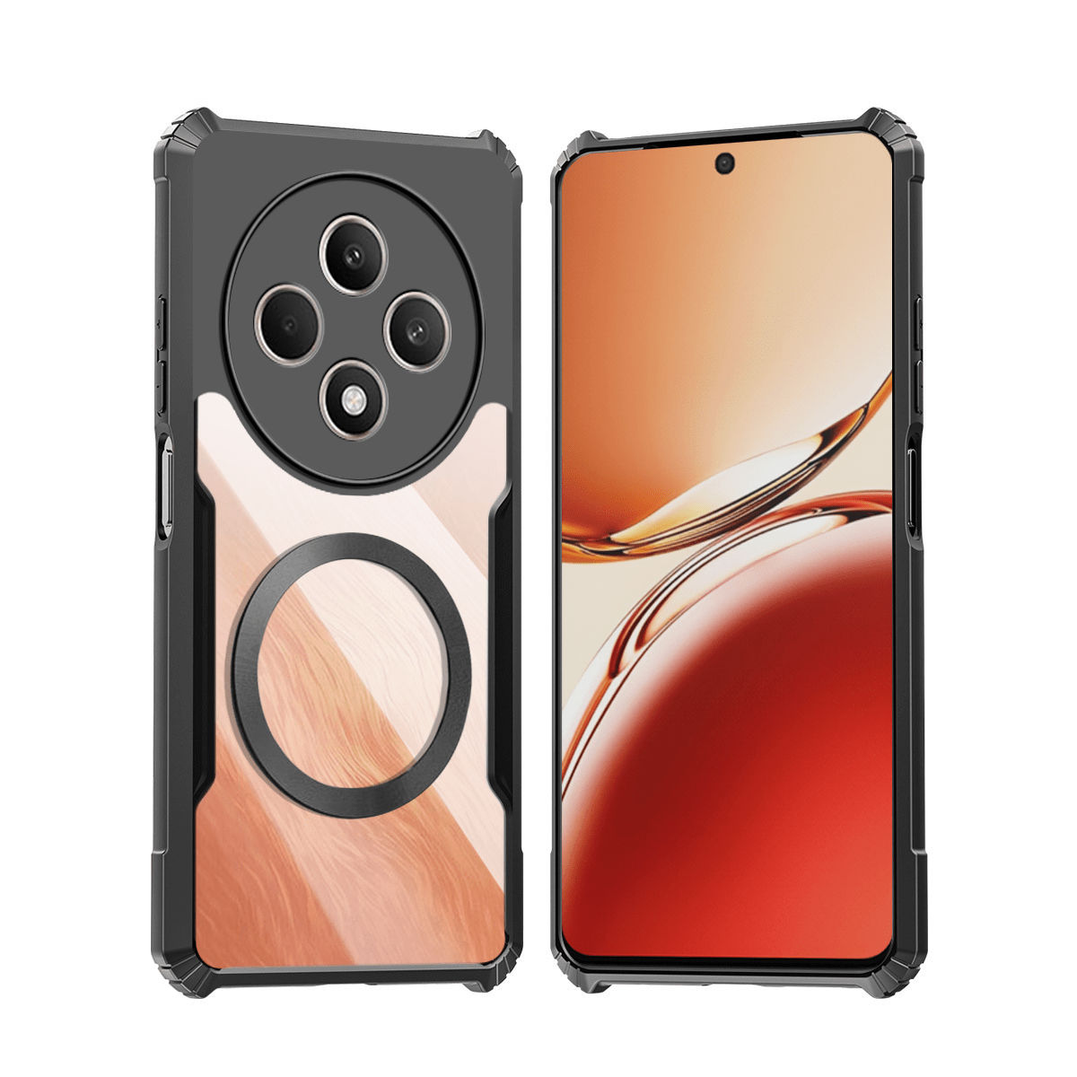 TEMU Phone Case - Phone Cases For Oppo Reno 12 F Featuring Magnetic , Shockproof Material, Soft Cover, And A Transparent Acrylic Back For Camera