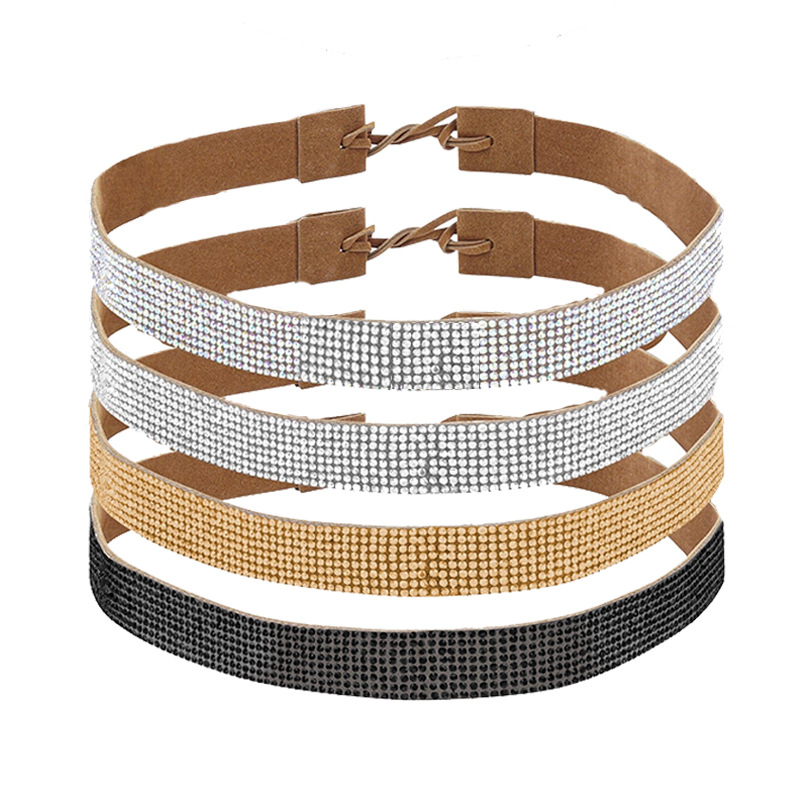 TEMU 4pcs Pcs Rhinestone Hat Bands Suitable For Cowboy Hats & Felt Hats - Retro Bling Decor With Sparkling Rhinestone Straps, Solid Color For Fashion