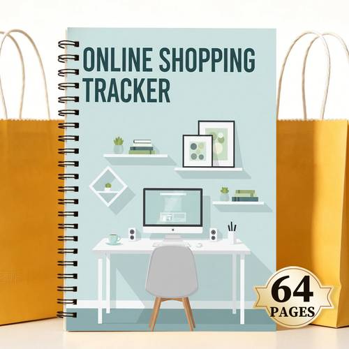 Spiral Bound Online Order , A4 Size 64 Pages, Order Log with Columns, Budget Organizer and Personal Account Book for Recording Purchases and Shipments, Shopping List Planner
