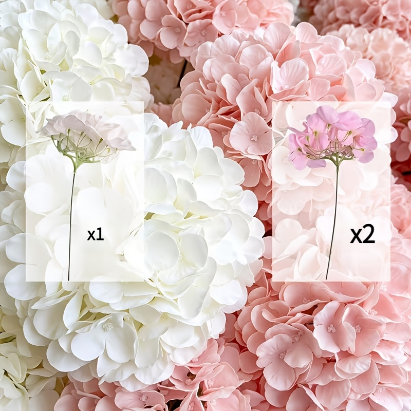 TEMU 3-pack Large New Realistic Pink And White Hydrangea Mixed Artificial Flower Bouquet, No Maintenance Needed, Perfect For Wedding Engagement, Home