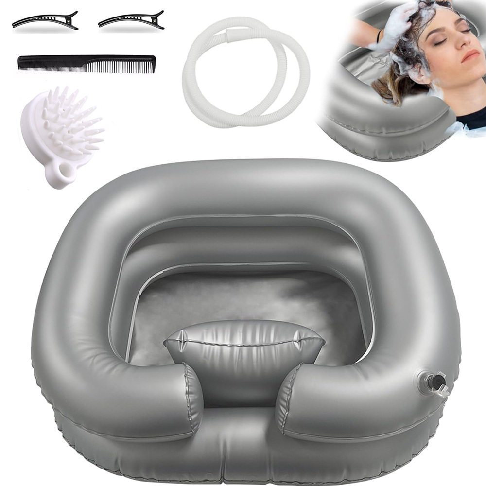Air-filled Shampoo Basin Featuring An Integrated Pillow, Designed With A Double--way Air Valve For Expectant Mothers And Elderly Patients