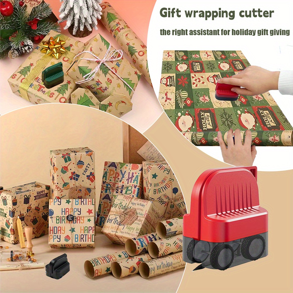 

1pc Manual Wrapping Paper Cutter With Wheels - Portable, Straight Wrap Trimmer For All Rolls And Paper, No Battery Required, Wrapping Paper