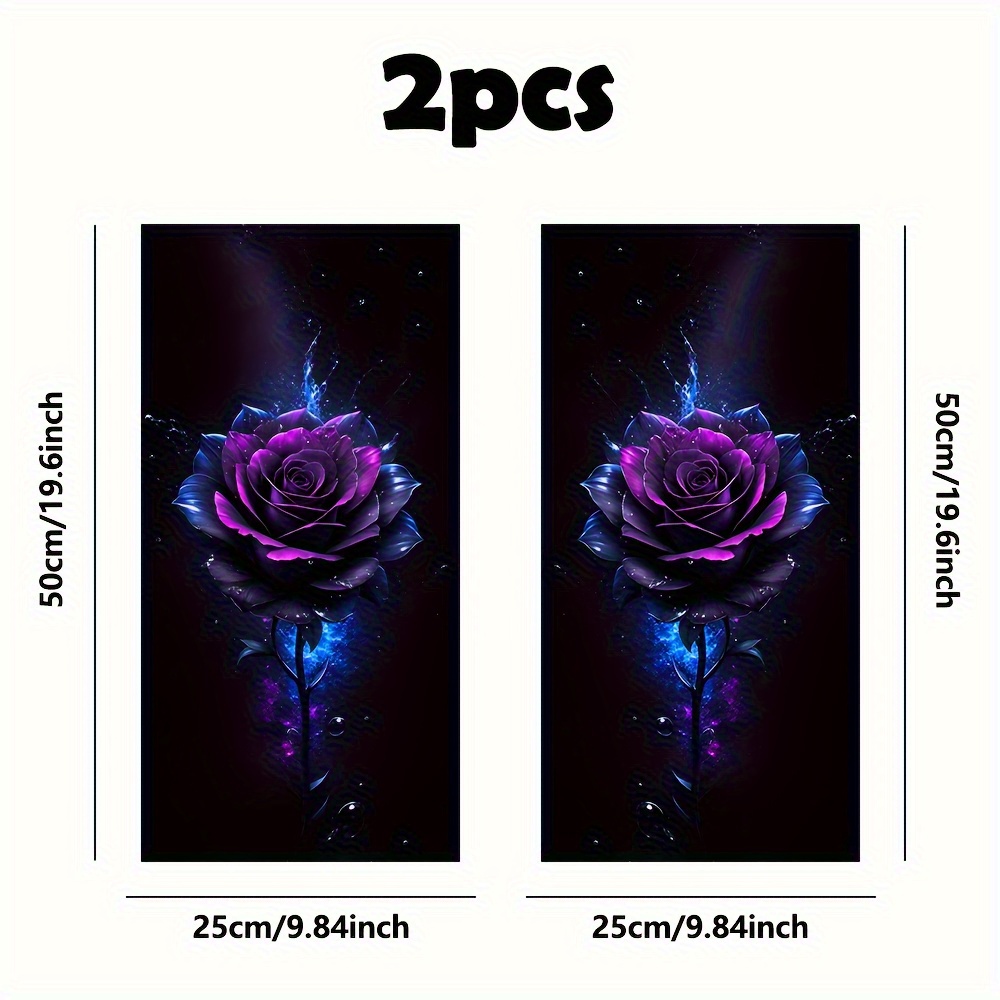 TEMU Qf288--2 Starry Sky And Painted Car Sticker Set- Creative B-pillar Protective Stickers, Easy To Stick On Glass And Metal .