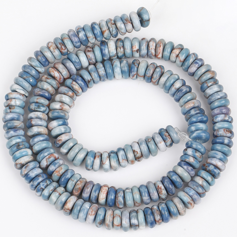 E-shop 2D Flach, 164 Stück LOMUINE Natürliche Himmelblaue Türkissteine - 6x2mm Flache Scheiben Lose Perlen für Schmuckherstellung, Armbänder,
