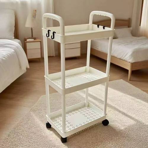 2026 new model storage rack heavy duty rolling storage cart with 4 smooth rolling wheels multi tier shelving unit suitable for bathroom bedroom and saving practical hand truck easy to clean white plastic shelving unit