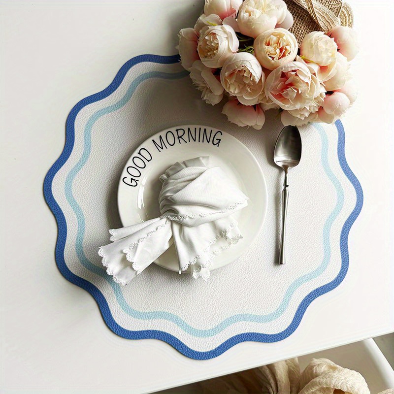 4pcs flower shaped   leather heat insulation placemats for kitchen dining holiday atmosphere decoration Product details 4