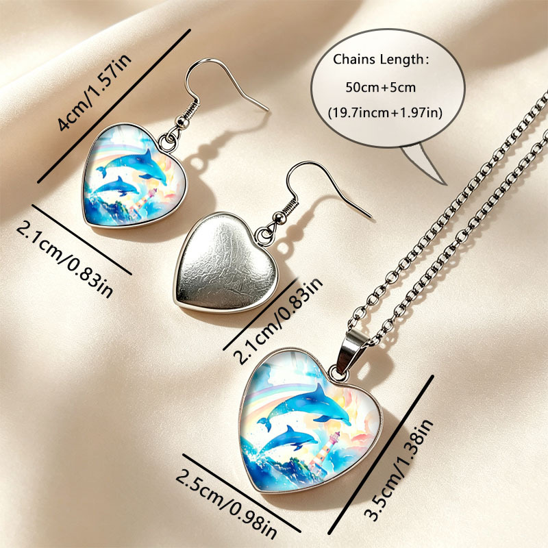 3pc Leaping Dolphins Lighthouse Jewelry Set, Unisex