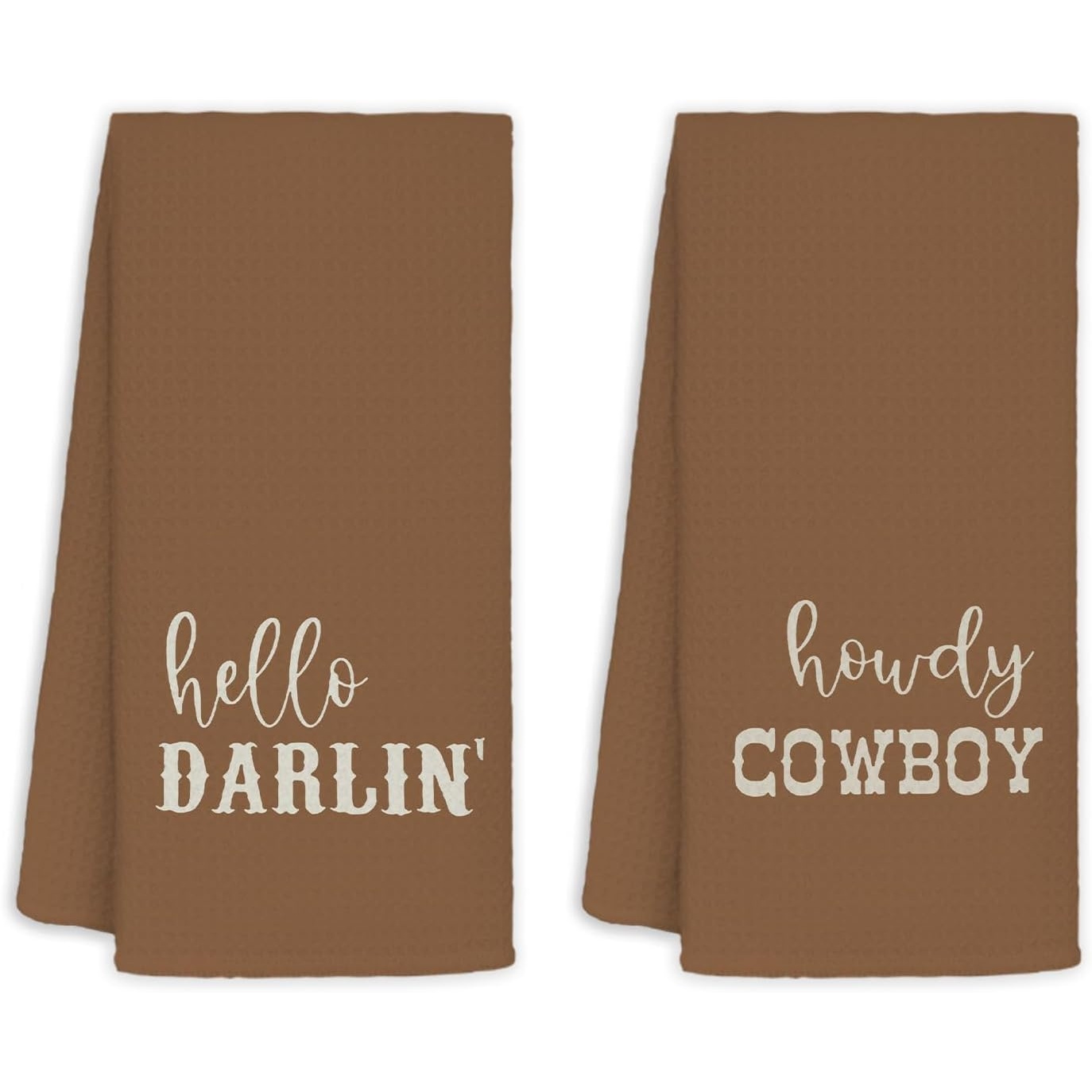 TEMU Set Of 2 Western Cowboy Dish Towels Suitable For - Microfiber Ranch Towel With Western Howdy Cowboy & Cactus Print, Hello Darlin, Gifts For