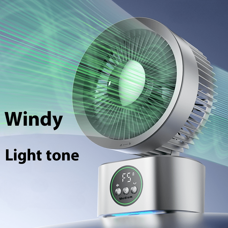Modern Desk Fan with USB Type-C Power Supply - Large Wind Force, Warm Light, 5 Speed Adjustable, Shake-Head Air Supply, Timer Function, Hangable or Standable, Easy-to-Clean Mesh Design, Stand Fan | Modern Desk Fan | Adjustable Fan Speed, Desk Fan