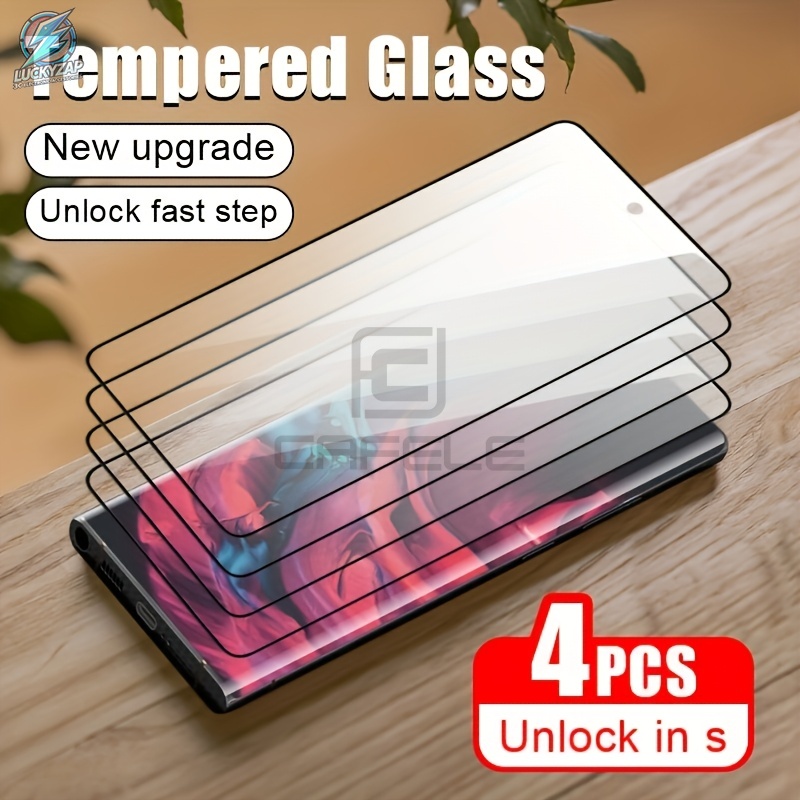 Image of Screen Protector: 4pcs Curved Tempered Glass Screen Protector For Galaxy S22/s23/s24/s25/s26, Plus, Ultra, Fe & , Full Coverage Hd Protective Film, Bubble-free , Anti-fingerprint, Anti-scratch
