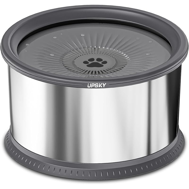 TEMU 6.5l Dog Water Bowl, 1.6 Gallon Super Large Capacity Dog Water Bowl, Stainless Steel Spill Proof Slow Water Feeder, No Splash Water Bowl With Anti-slip Mat For Messy Drinkers Grey