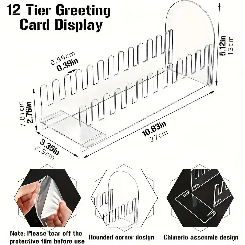 12-layer Acrylic Transparent Display Rack - Greeting Card Postcard Organizer, Desktop Coaster Sticker Tidy, Stackable Multi-tier Display Stand, Acrylic Material Portable Showcase, Christmas, Halloween