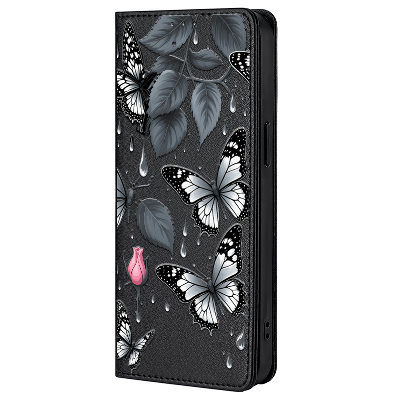 TEMU Phone Case: 2d Painting Colorful Painted Double-fold Edge, Synthetic Leather Flip Cover Creative Phone Case With Card Slot Anti-theft Stand