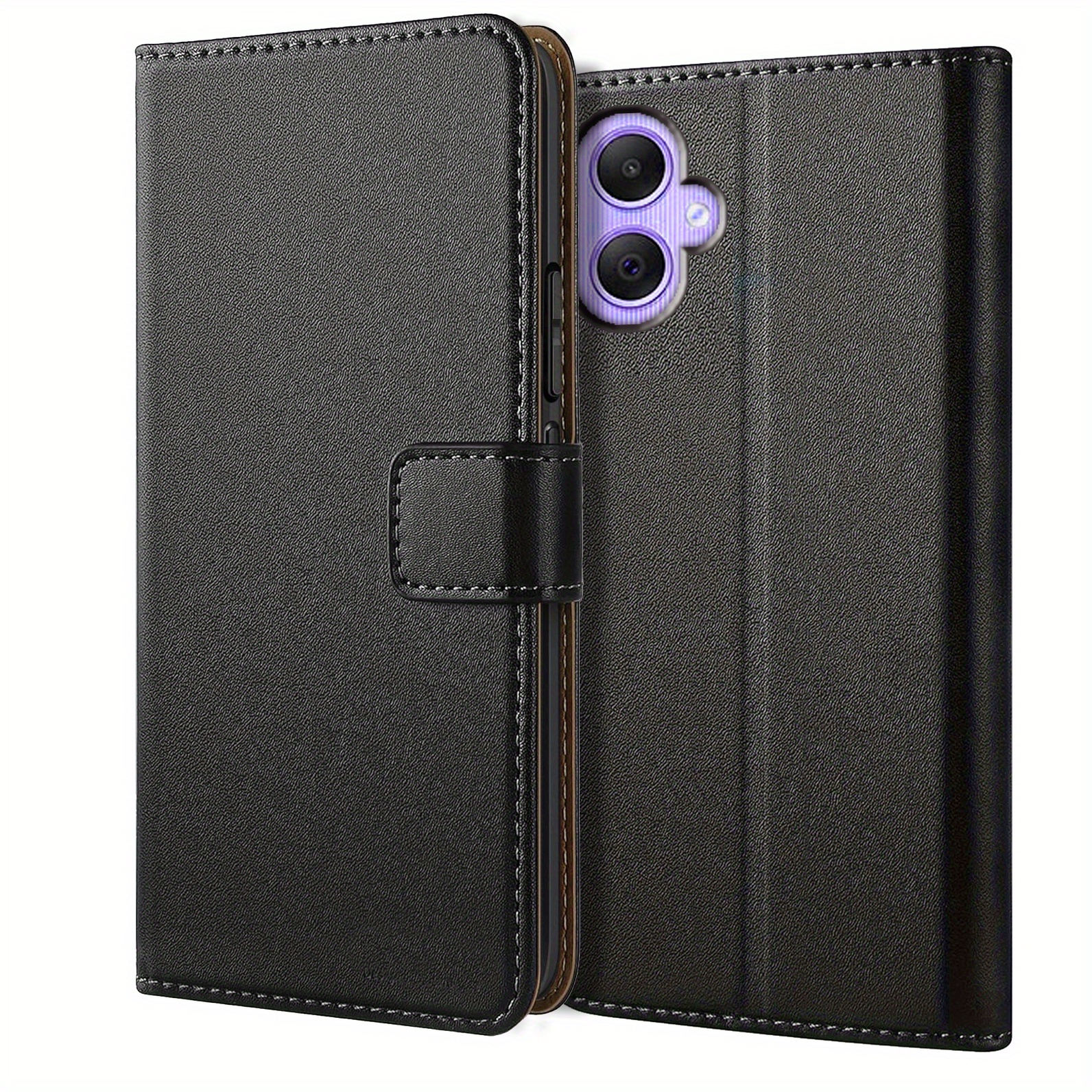 TEMU Phone Case: Phone Case For Galaxy A05, Faux Leather Wallet Flip Case Kickstand Protective Cover Case, Black
