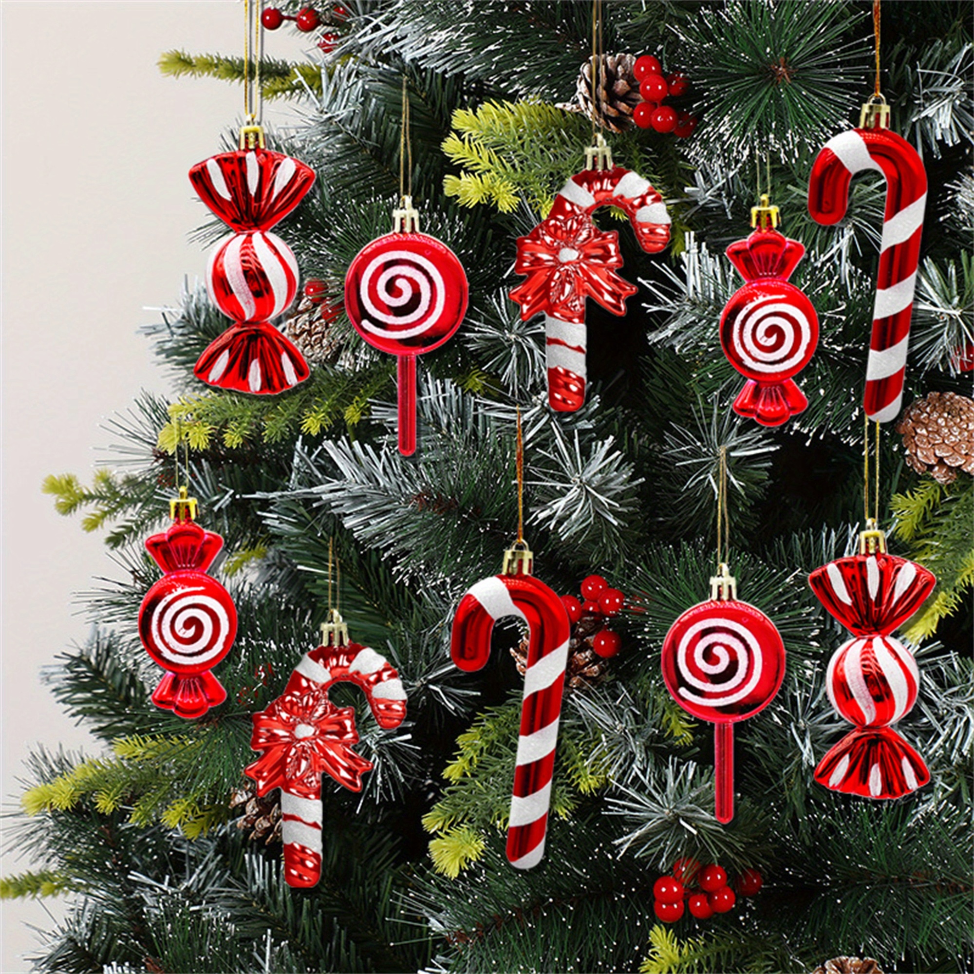 

20pcs Christmas Tree Ornaments Set - Plastic And Shaped Hanging Decorations For , No Battery Required