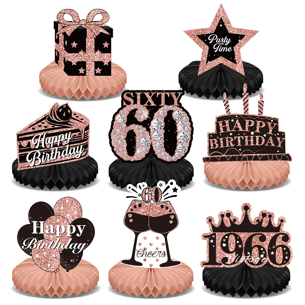Image of Birthday Party Supplies, 60th Birthday Party Decoration, 8pcs Party Table Centerpieces, Birthday Party Decorations Suitable For Women In 1966, 60th Anniversary Decoration