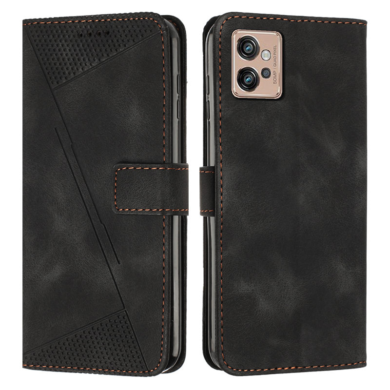 TEMU Phone Case: Synthetic Leather Belt Wallet Case With 4 Card Slots, Suitable For Motorola, Compatible With Moto G32, Striped Synthetic Leather