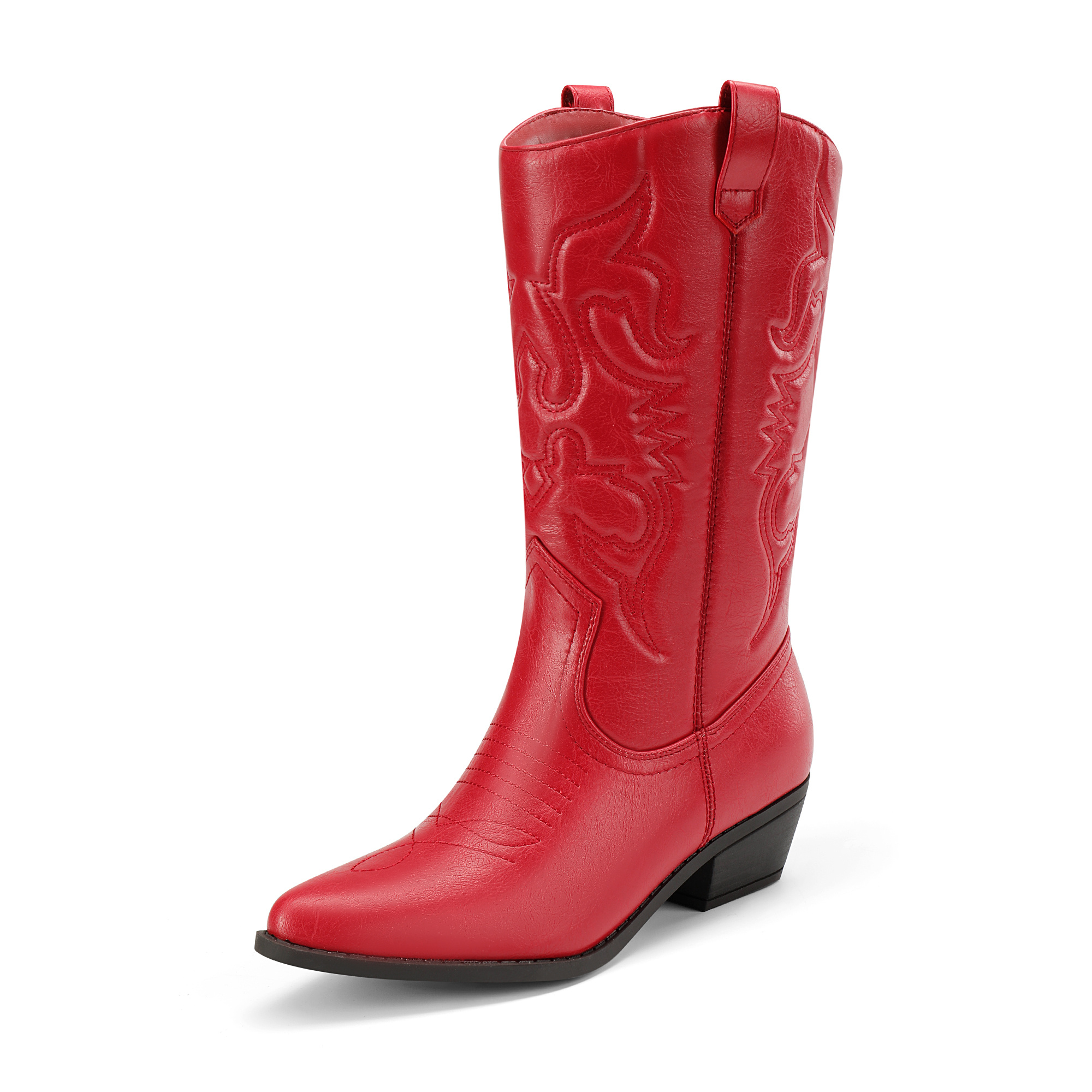 Image of Dream Pairs Women's Mid-calf Western Boots - Decorative Heel Design For Casual & Statement Style, Women Shoes