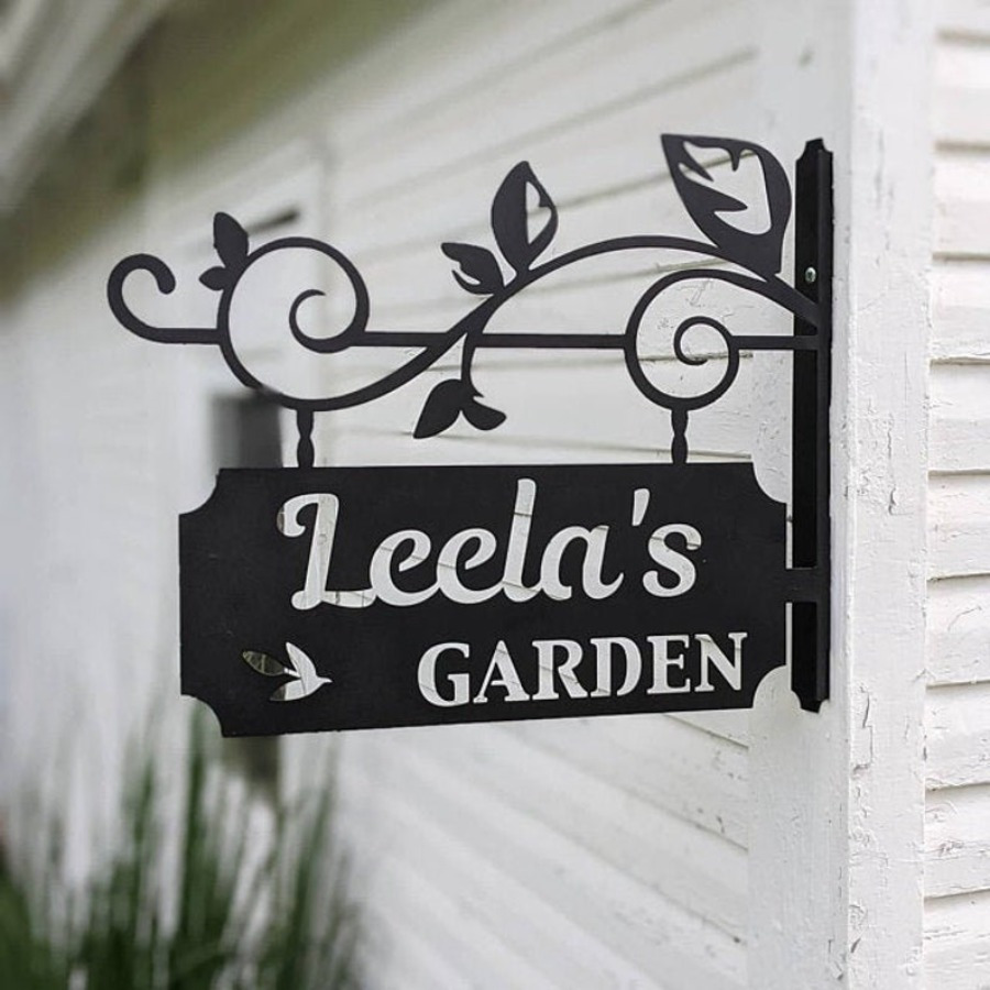 personalized metal garden sign - custom outdoor/indoor decoration with     - mother s day, birthday, housewarming gift - durable powder-coated metal plaque - easy hanging bracket - custom text/no wiring needed - ideal for gardens, patios,  , home decor,  , sturdy construction, decorative signage, interior designers 0