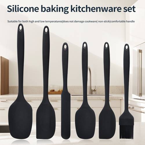 6pcs silicone kitchen cooking tools baking tools kitchen tableware color large scraper small scraper large scraper small scraper small scraper oil brush long spatula macaron color baking tools cake cream spatula cheese shovel