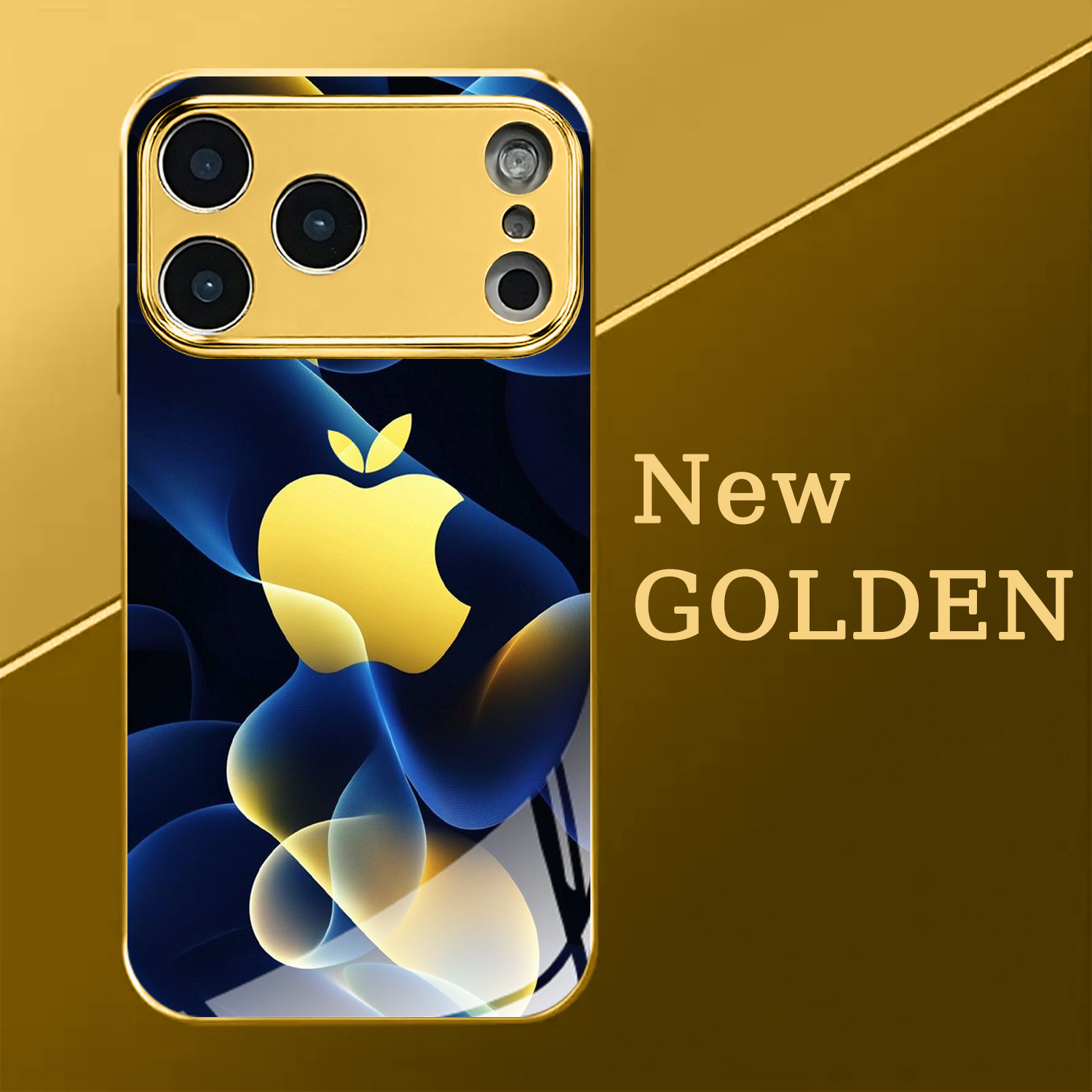 TEMU Phone Case - Dollar Element, Rhinestone Design, Luxurious And Grand Printed Pattern Gold Plated Glass Phone Case, For Iphone 17/17