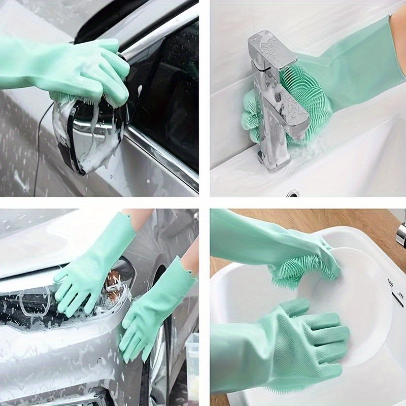 multi functional dishwashing gloves reusable suitable for kitchen bathroom and patio durable hygienic non slip design with cleaning bristles   pink plush lined dishwashing gloves are essential for   dishwashing Product details 5