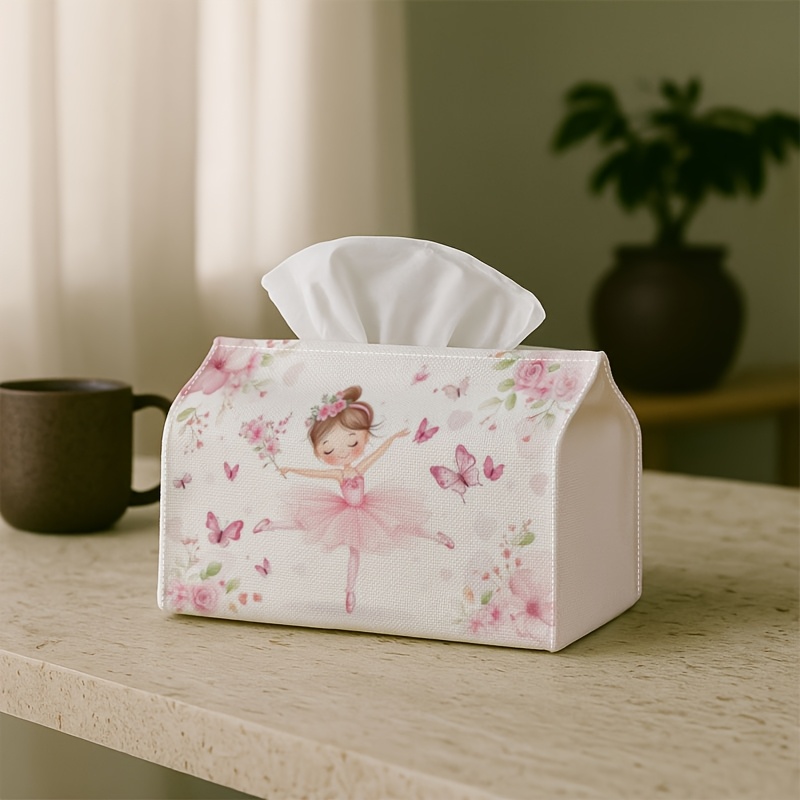 TEMU 1pc Tissue Holder Featuring A Ballerina In A Pink Costume With Details, A Decorative Storage Solution For Decoration, Kitchen, Living Room, And