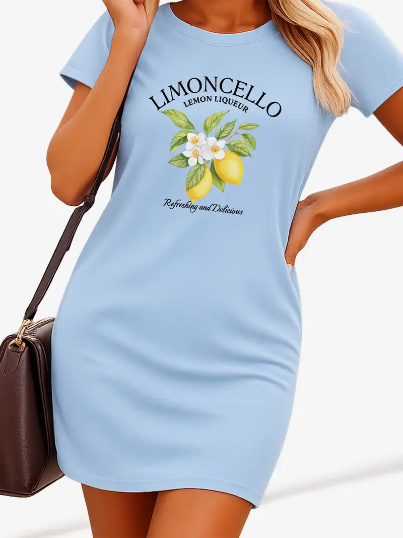 lemon t shirt dress Lemon Patterned T-Shirt Dress