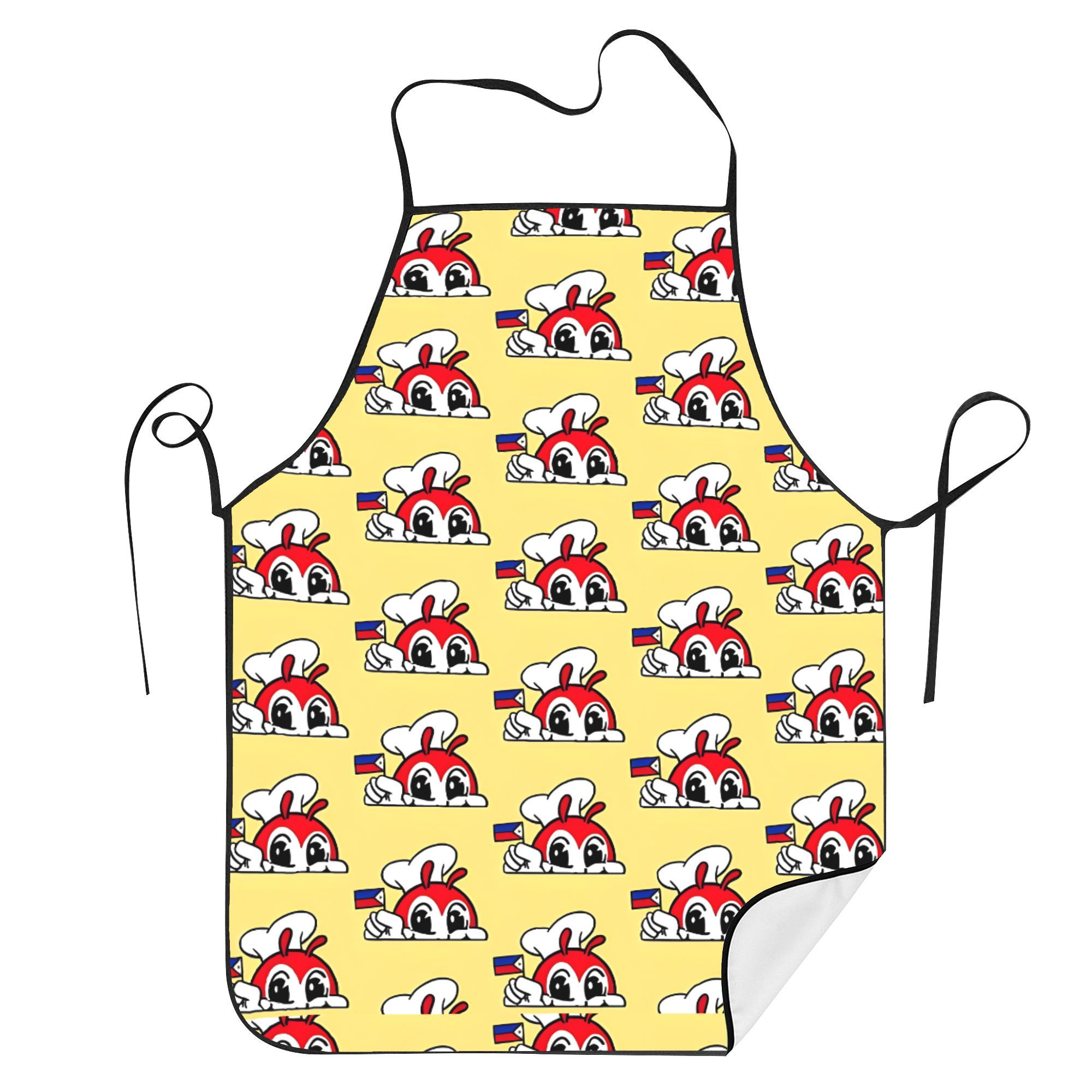 

Vintage-style Peeking Chef Apron - 100% Polyester, Cartoon Print With Red & Hats, Adjustable Neck & Waist Straps, Hand Or , Non-transparent Woven Fabric For Cooking & Restaurant Use