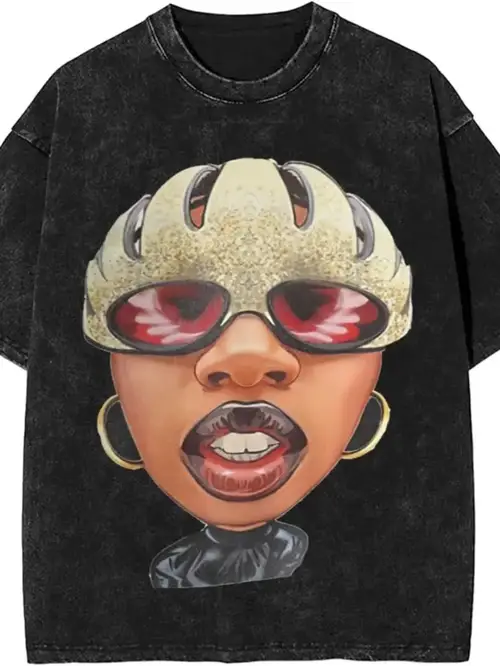 mens 100 cotton 230gsm heavyweight t shirt black geometric graphic print regular fit round neck short sleeve urban streetwear for campus casual