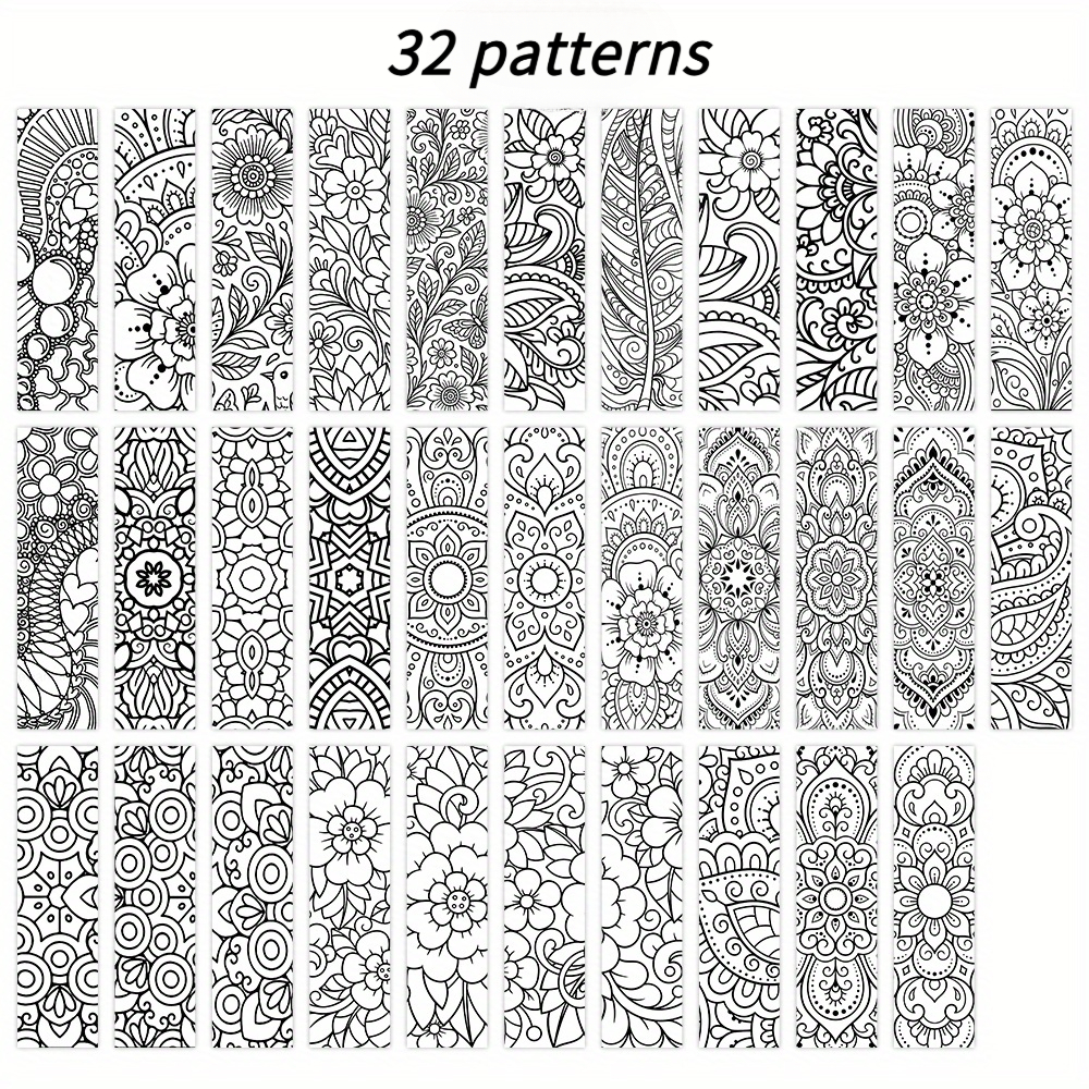 TEMU Adult & Teen Coloring Bookmarks Set With Mandala Staining/coloring Designs - Beautiful Patterns For Journals, Scrapbooks, Books - Ideal Gift For