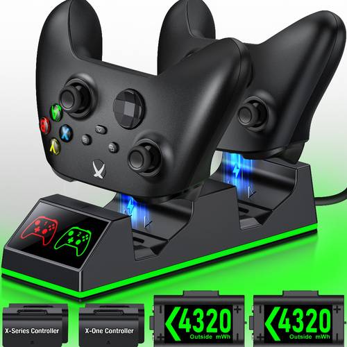 battery pack for one and series x s rechargeable featuring two 4320mwh batteries with led indicators compatible with series x s and x including and charge kit