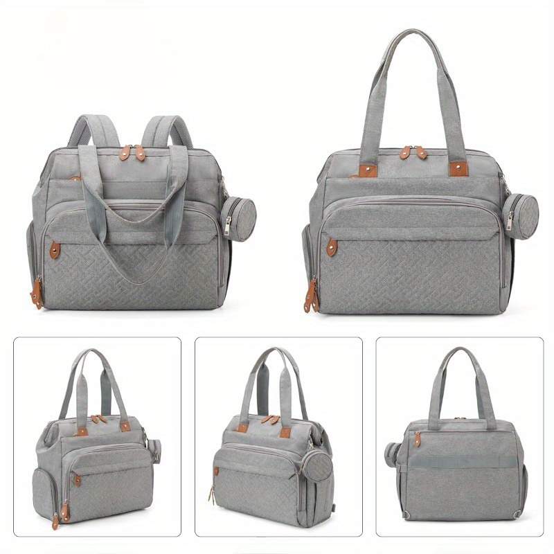 large capacity mommy backpack versatile diaper bag with insulated pockets adjustable straps zippered compartments gray black oxford fabric for everyday use versatile carryall elegant design secure zipper closure diaper bag backpack
