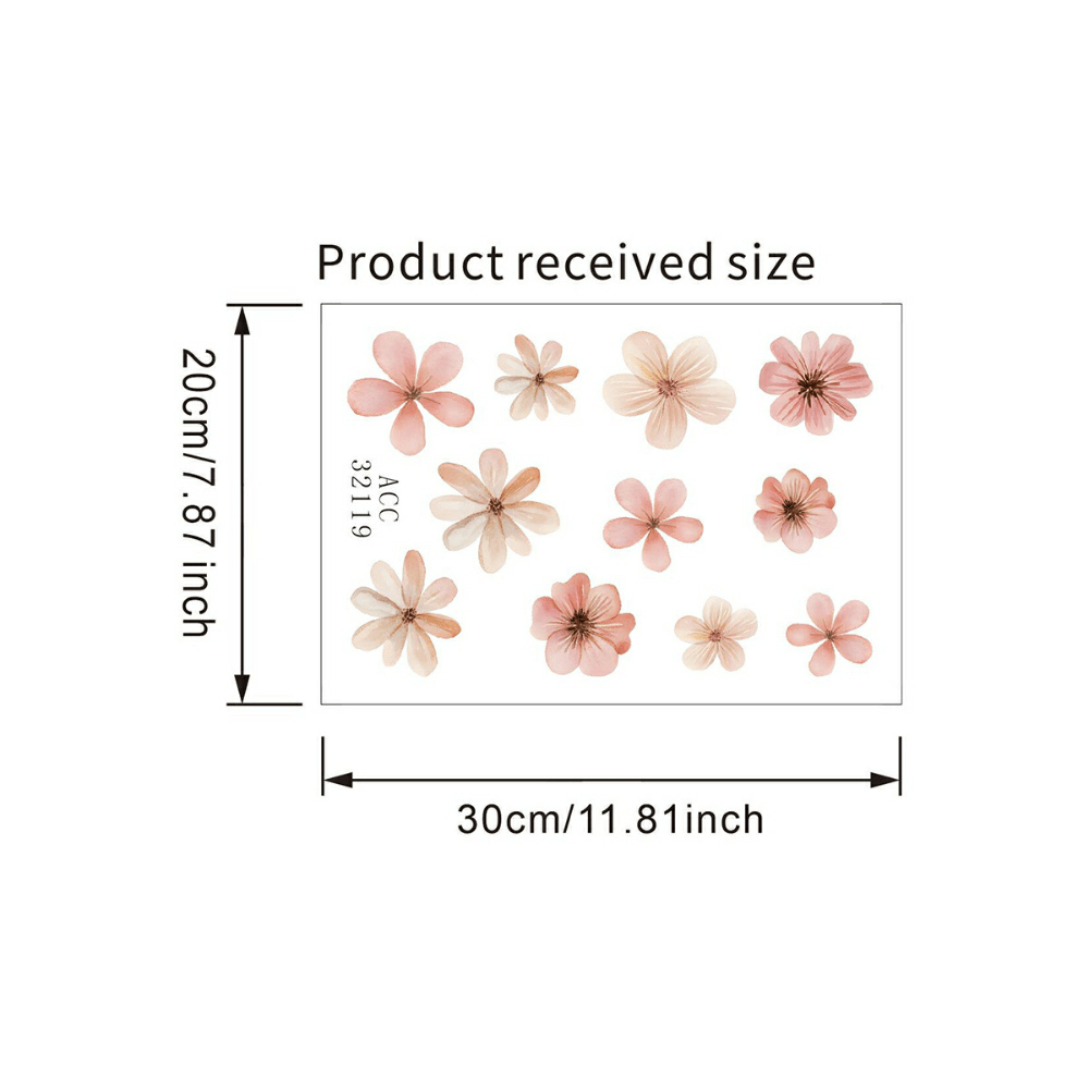 Removable Self-adhesive Pvc Flower Wall Stickers Suitable For Walls - Removable Decals With Realistic , No Residue, Application For Home,, Office Decor - Multi- ( Walls, Doors,)