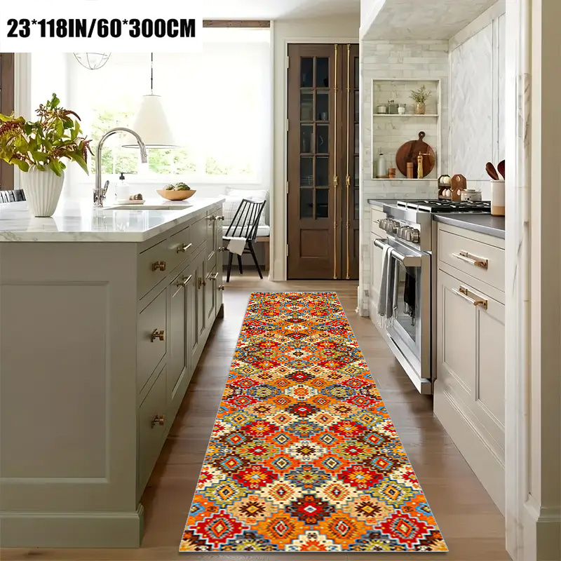 TEMU 1pc Mandala Patterned Long Rug, Suitable For Bedrooms, Cafes, Hotels, , Banquet , Outdoor Patios, Gardens, , Home Decor, And Runners
