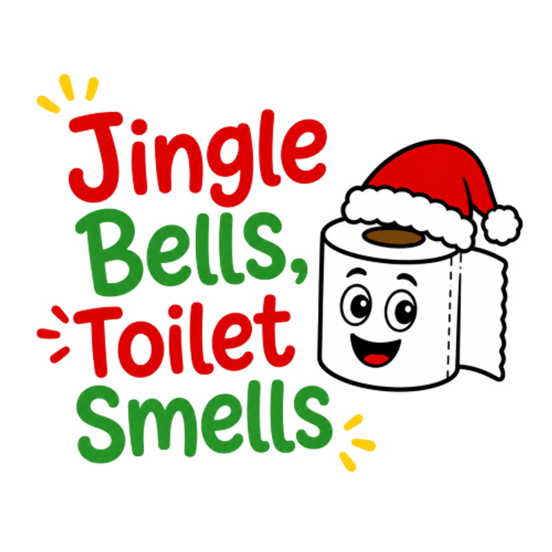 TEMU 2d Flat, 1pc 2d Flat Printed Creative Christmas Toilet Seat Sticker, Fun Toilet Paper Wearing A Hat, Removable Self-adhesive Bathroom Decorative