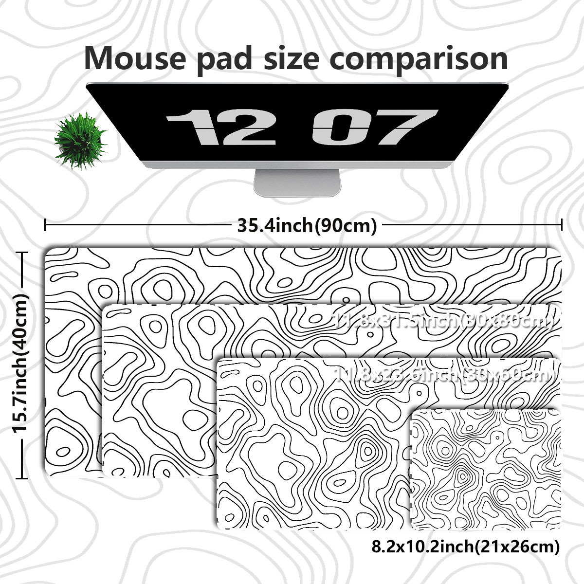 TEMU 1pc Extended Gaming Mouse Pad And Pc Desktop Keyboard Mat – Minimalist Black And White Line Art – Laptop Protector, Study Desk Mat – Durable