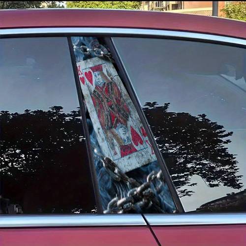 playing card pattern car stickers set cartoon themed pvc b pillar decals self waterproof and scratch resistant suitable for glass metal plastic and wooden