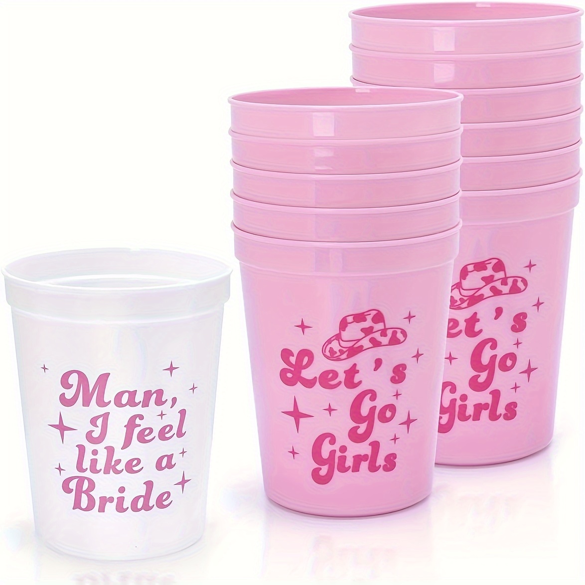 Baxcrs 12-pack, Bachelorette Party Mugs - 16oz Go Girls Reusable Plastic Cups For Cowgirl Bridal Shower Theme Retro Bachelorette Party Supplies And Decorations