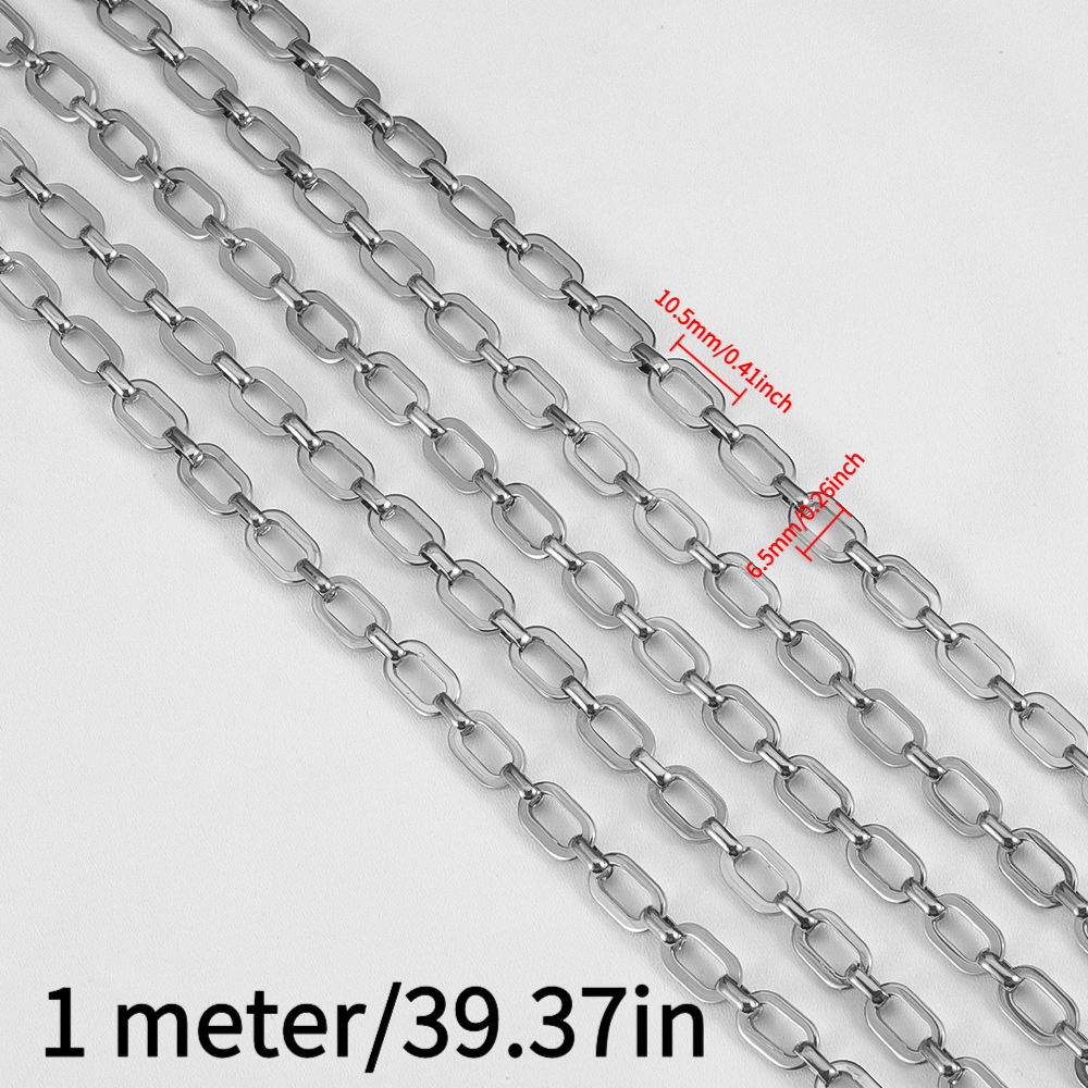 TEMU Chaîne en Acier Inoxydable 304 de 1 Mètre, Connecteur à Maillons Carrés Épais pour Accessoires DIY et Créations