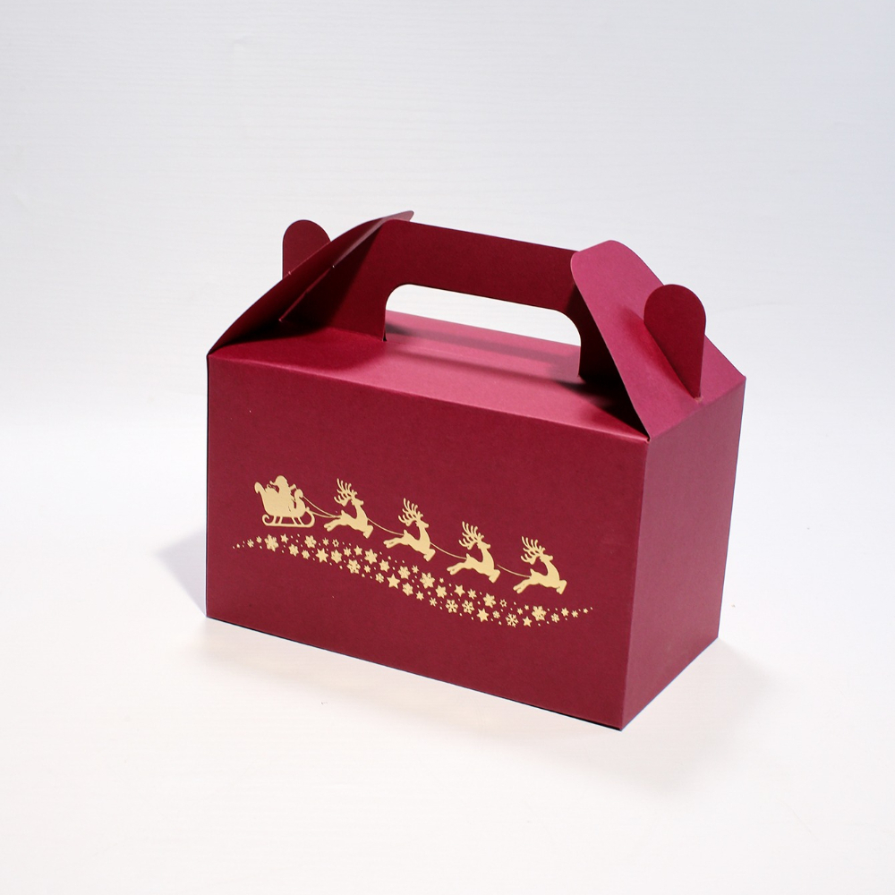 TEMU 10pcs Pack Starlight Sleigh Trail Christmas Gift Boxes With Metallic Reindeer Silhouette - Elegant Mini Handled Suitable For Winter Parties,
