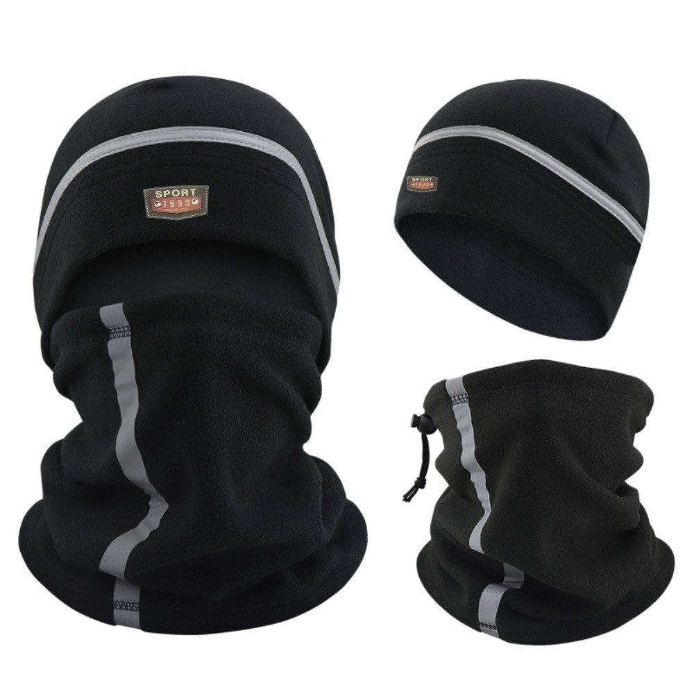TEMU 2pcs Set Of Men's And Women's Autumn And Winter Snow Hats, Night Running Hats, Warm Sports Hats, And Scarves, Suitable For Outdoor Fishing,