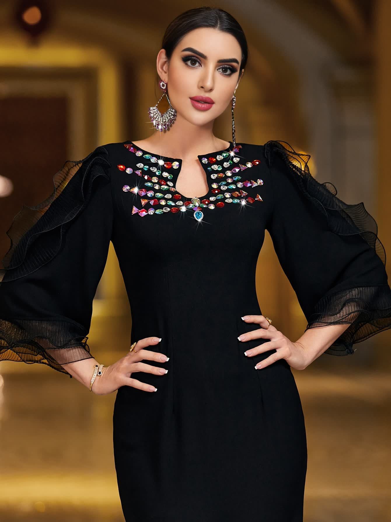 green emerald velvet dress Crystal Embellished Bridal Top Rhinestone Festival Choker Nude Top Western  Cowgirl Outfit Disco Bachelorette Party Outfit Space Cowboy main image 1