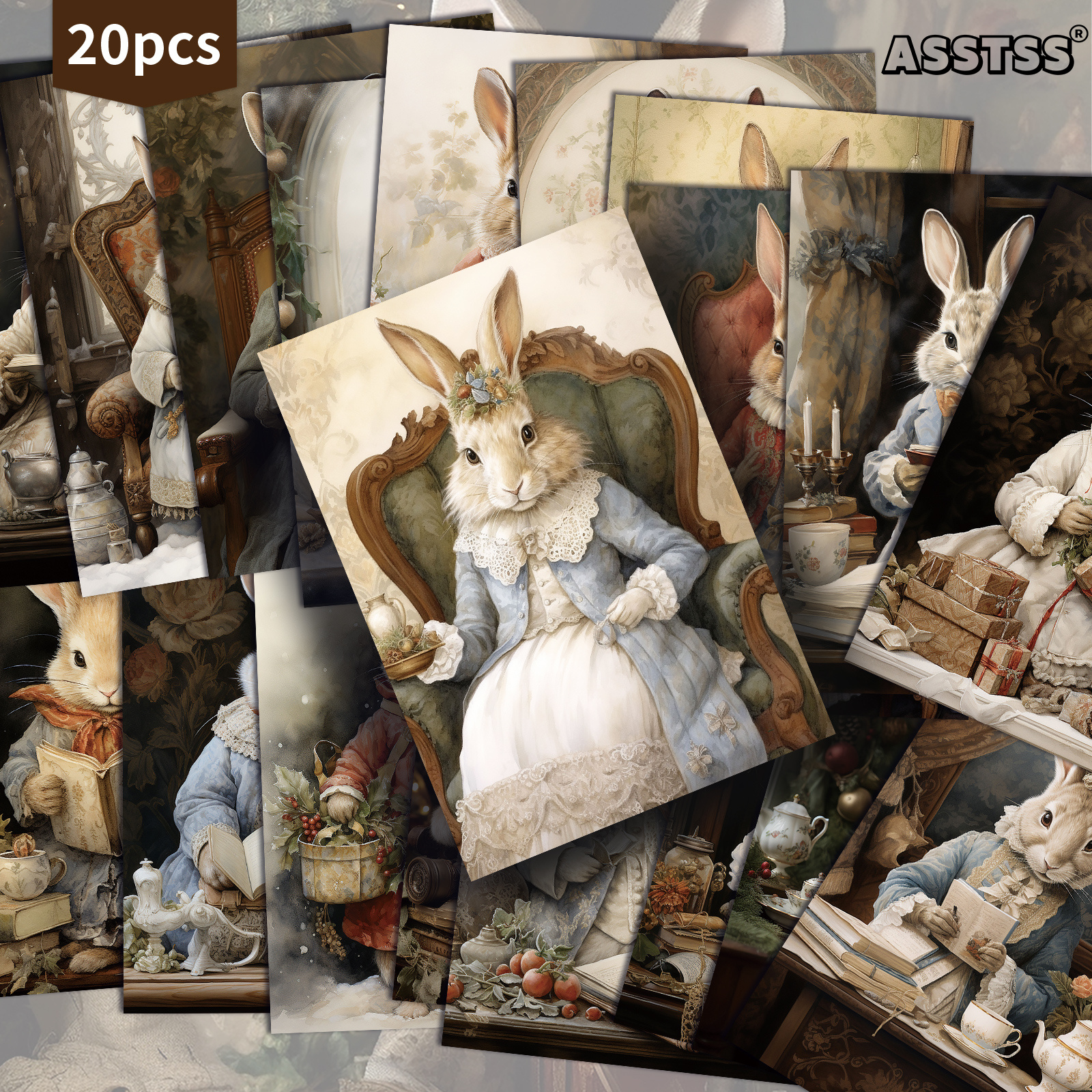 TEMU Ensemble de 20 cartes cadeaux rétro de Pâques Lapin, assorties, mesurant 4X6 pouces, avec des illustrations classiques. Idéal pour le