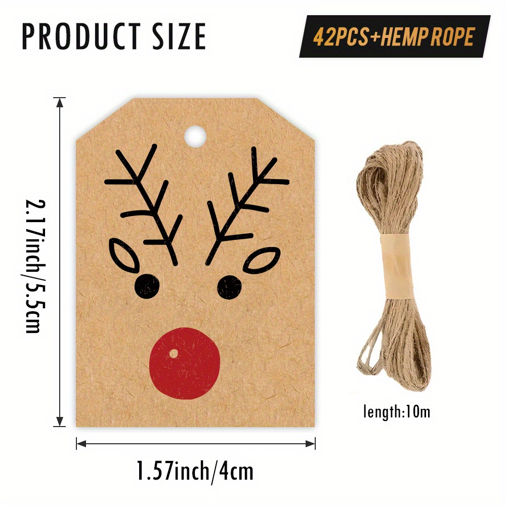 Image of Set Of 42 Paper Tags Featuring A Reindeer , Perfect For A Easy And Festive Touch To Christmas Gifts, Holiday Crafts, Winter Decorations, And More, Bringing Of