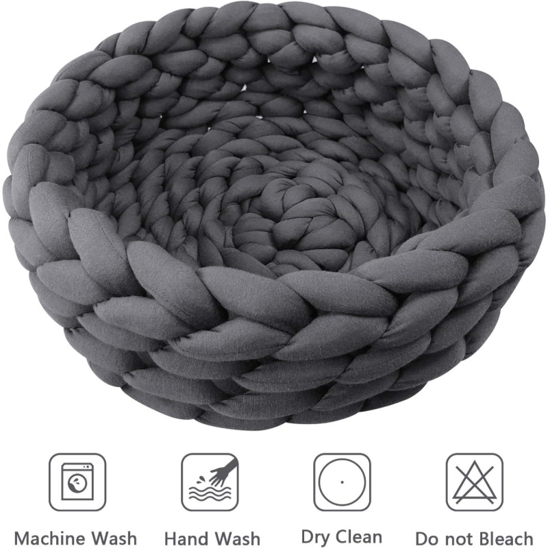 1pc     cat cave bed knitted round pet bed cute bohemian style warm woven nest suitable for puppies and cats Product details 5