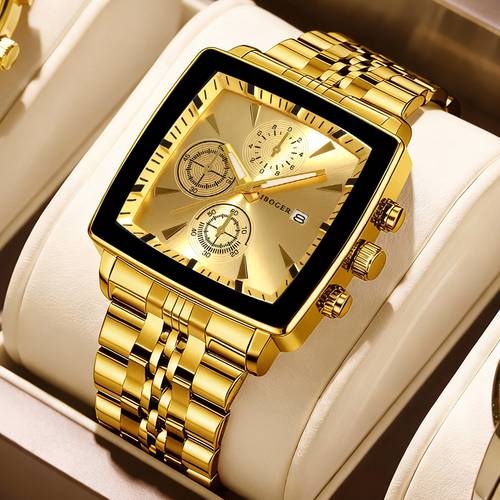 mens high end new casual versatile fashion vintage square calendar quartz watch alloy case stainless steel strap battery powered non rechargeable button battery fashionable design perfect gift for occasions