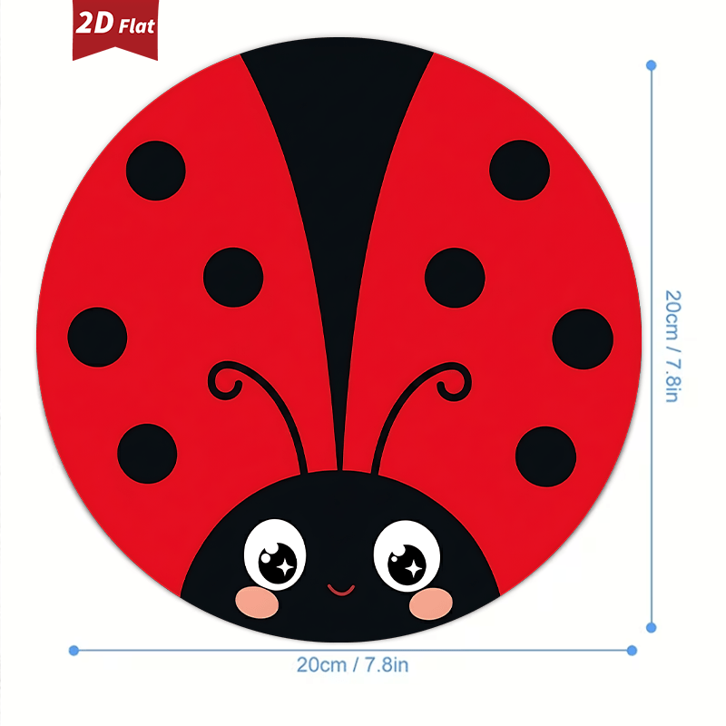TEMU Cute Cartoon Ladybug Pattern Round Mouse Pad, Lightweight Compact Desk Mat, Suitable For Daily Computer Use, Gift And Desktop Decoration,