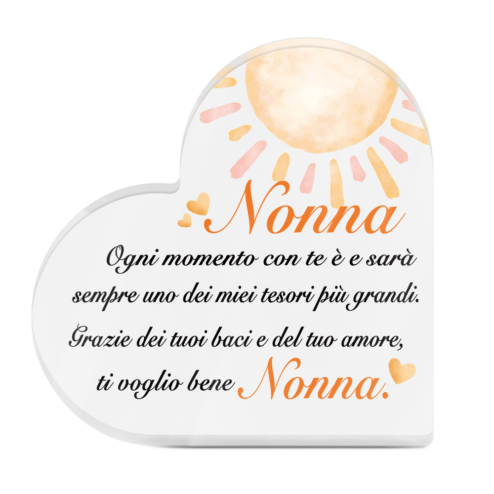 TEMU 2D Piatto, 3.94x3.94 Pollici, 1pz Targhetta Acrilica a Forma di Cuore Italiana, Decorazione da Tavolo, "Nonna: Trascorso 癡 e Sar� Uno dei Miei