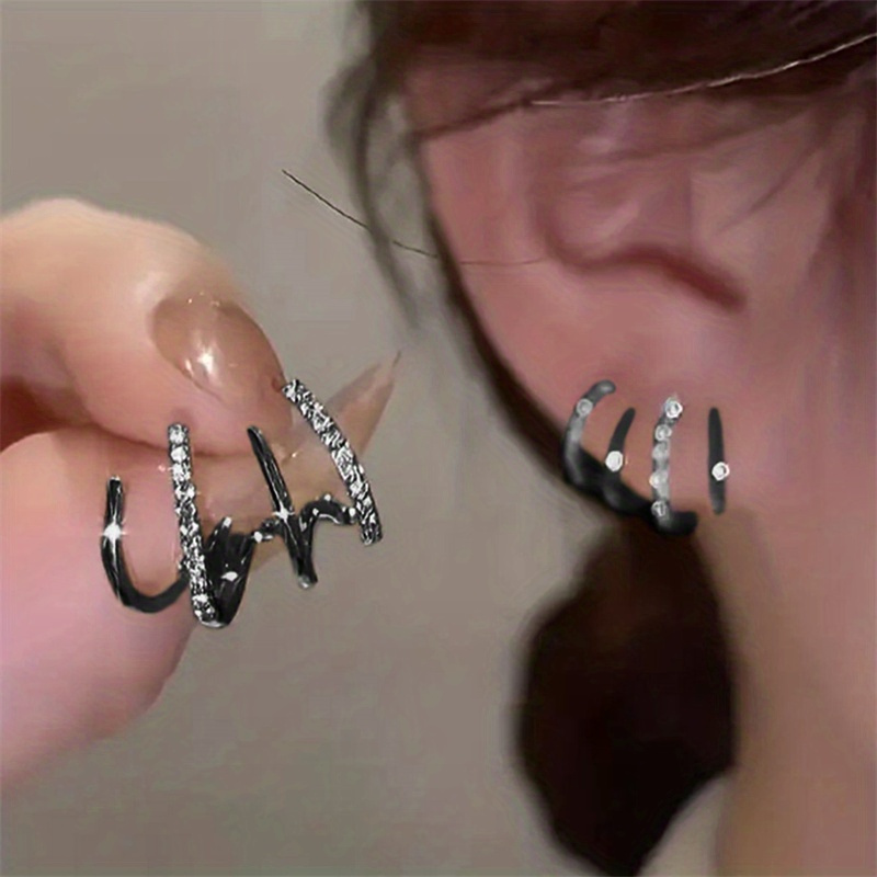 

Claw Shaped Design Inlaid With Synthetic Zirconia Decoration, Elegant And Sexy Earring Jewelry For Daily